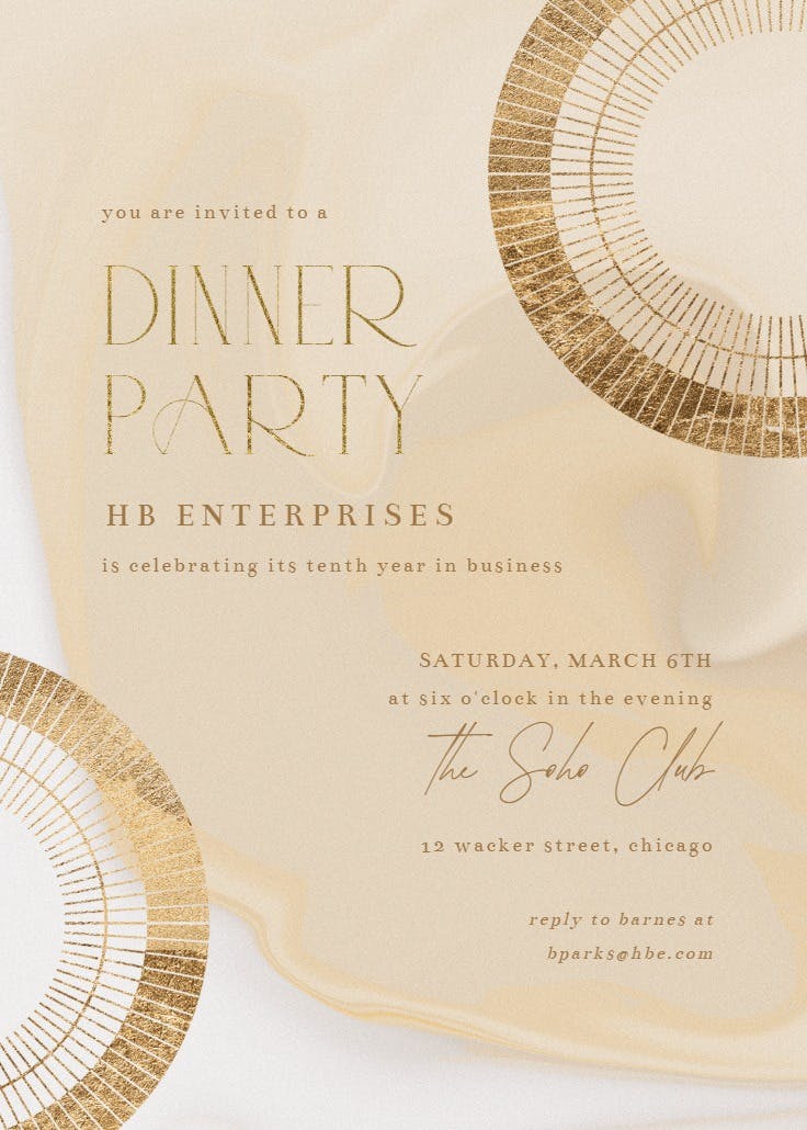 Golden dust - dinner party invitation